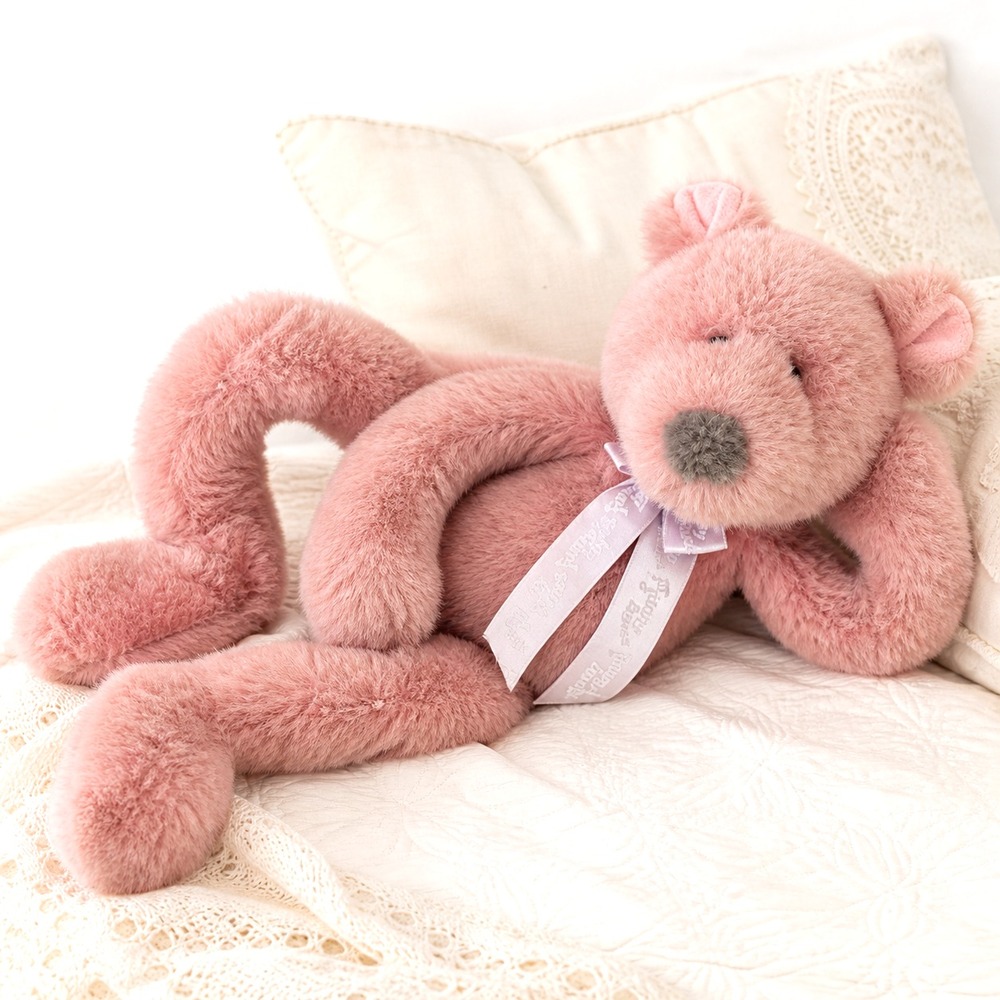 Vintage Mary Meyer Funny Bones 1995 Poseable Jointed Bear Plush Pink 18" HTF